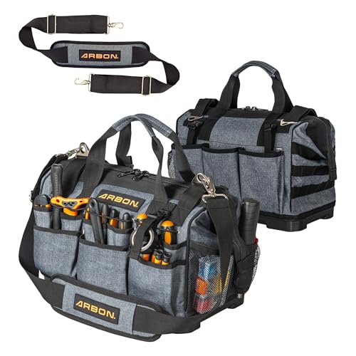 Arbon Electrician Tool Bag, Heavy Duty Tool Organizer, 34 Pockets, 52+ lb