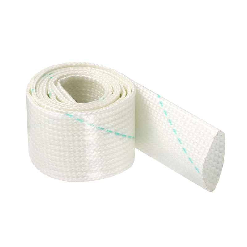 Rebower Polyethylene Resin Fiberglass Sleeve Insulated Braided Sleeve [for High-Temperature Applications] - 3.3Ft-22mm / White