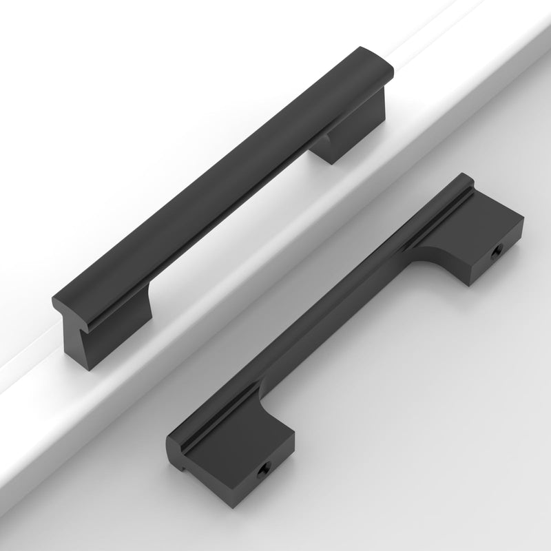 12 Pack Matte Black 4 Inch(102mm) Hole Center Kitchen Cabinet Handles Cabinet Pulls Kitchen Drawer Pulls Hardware for Cupboard Dresser Handles Bathroom 4 Inch Hole Center