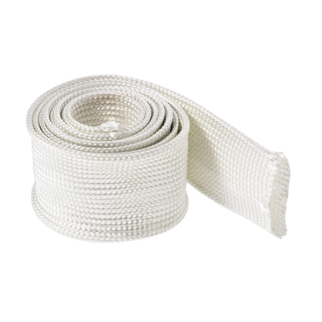 Rebower Fiberglass Sleeve Insulated Cable Protection Tube [for High-Temperature Applications] - 3.28Ft-25mm / White