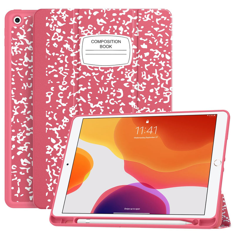 Soke New iPad 10.2 Case with Pencil Holder for iPad 9th Generation 2021/8th Gen 2020/7th Gen 2019-Premium Shockproof Case with Soft TPU Back Cover & Auto Sleep/Wake for iPad 10.2"(Book Watermelon) Book Watermelon
