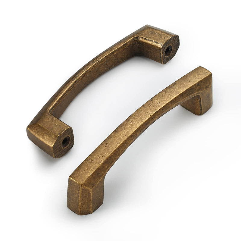 Amerdeco 10 Pack Antique Brass Cabinet Pulls 3 Inch(76MM) Hole Centers Kitchen Vintage Retro Cabinet Handles Hardware Kitchen Handles for Cabinets Cupboard Handles Drawer Pulls ZH0032… 3"/76MM Hole Center