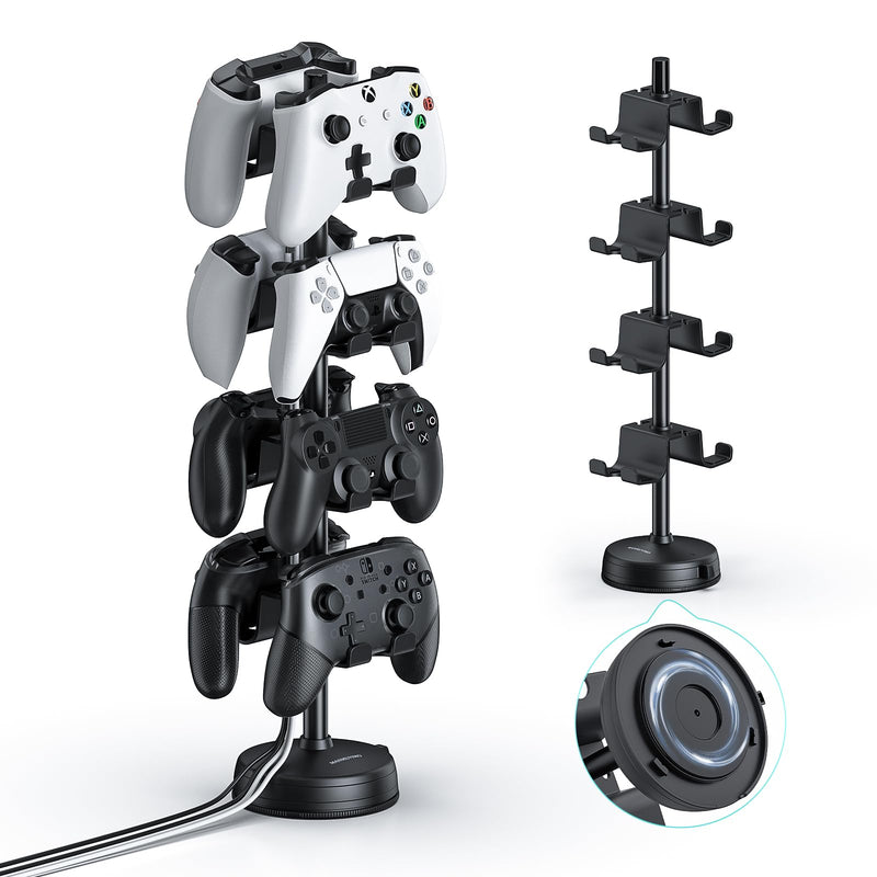 MANMUVIMO Anti-Slip Game Controller Holder 4 Tiers with Stable Suction Cup, Controller Stand for Desk, Universal Controller Storage Display Stand Compatible for PS5/PS4/Xbox Series/Xbox One/Switch Pro Controller Stand 4 Tires