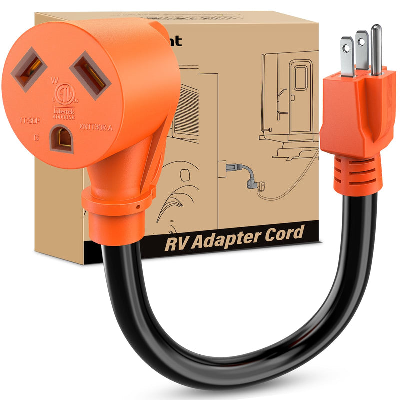 Nilight RV Power Adapter Cord 15 Amp to 30 Amp 110V Pure Copper Heavy Duty 10 Gauge Wire ETL Listed 5-15P to TT-30R 15M/30F Weatherproof Cord for RV Camper Caravan Van Trailer