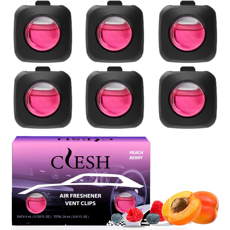 Car Air Fresheners, Peach Berry, 6-Pack, 4ml Each, Car Air Freshener vent clips, Long Lasting Air Freshener for Car, Car Fresheners, Car Refresher, Odor Eliminator