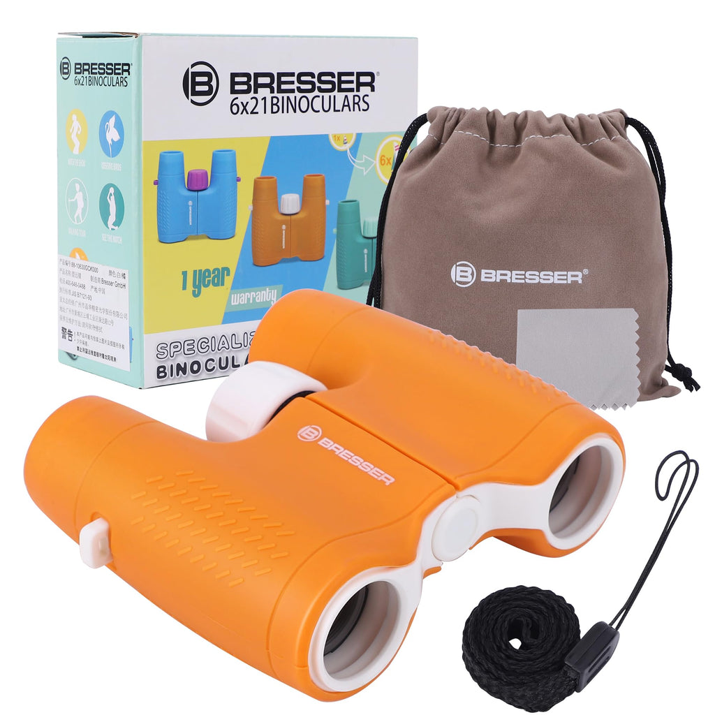 Binoculars for Kids 6x21 High Resolution, Kids Binoculars Gifts for 3-12 Years Boys Girls, Compact Shockproof Kids Binoculars for Bird Watching, Hiking, Camping, Travel, Outdoor Games(Orange) Orange