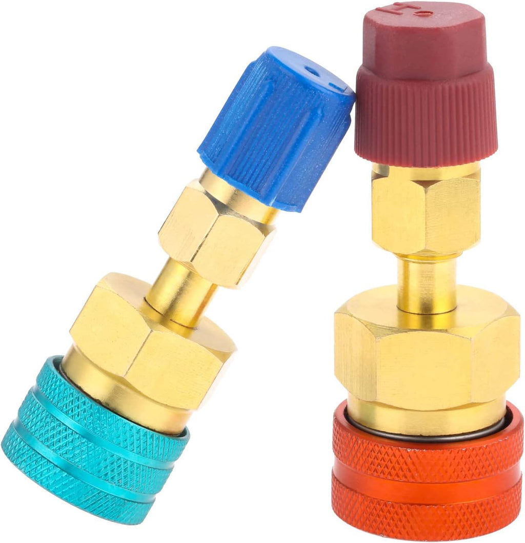 Unifizz 2PCS Quick Coupler Adapter R1234YF High/Low Side Quick Couplers Adapters Kit, AC Hose Fitting Connectors for R1234YF AC Refrigerant Charging R1234YF to R134A Conversion Kit