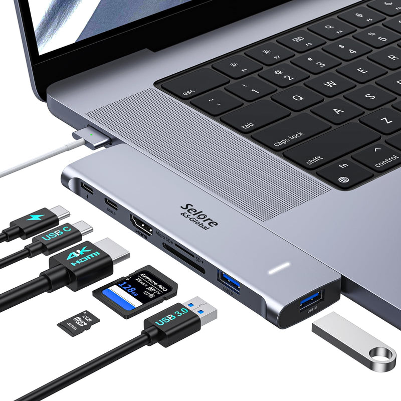 USB C Adapter HDMI Hub for MacBook Pro/Air M1 M2 2023 2022 2021 13"15"16",Mac USB Adapter 7-in-2, MacBook Accessories with HDMI,Thunderbolt 3, USB C and 2 USB A 3.0 Data Ports, SD&microSD Card Reader New MacBook hdmi adapter