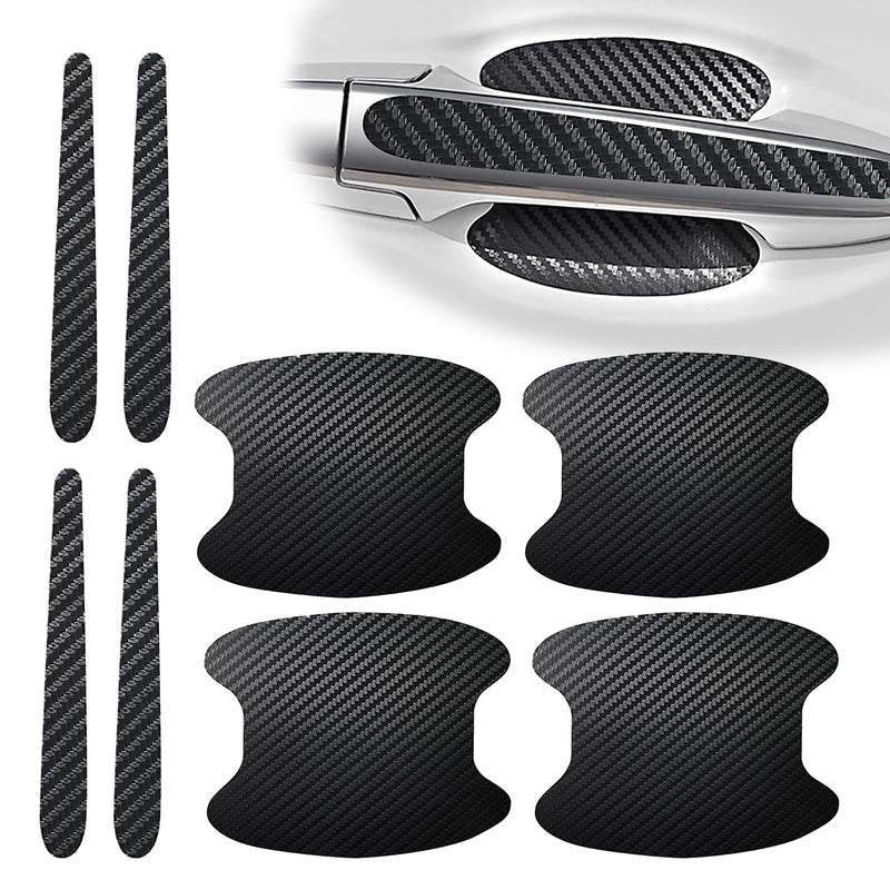 gunhunt 8 PCS Car Door Handle Scratch Protectors, Carbon Fiber Car Door Handle Cover Anti Scratch Car Stickers, Door Handle Cups Protective Film Door Bowl Sticker (Black) Carbon Fiber Black