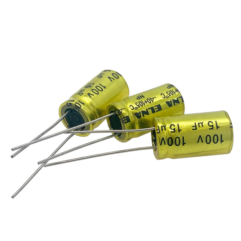 Cermant 10Pcs 15uf 100V Non-Polarized Electrolytic Capacitor 10x17mm(0.39x0.67in) NP Capacitor for Audio Tweeter Frequency Divider Capacitor