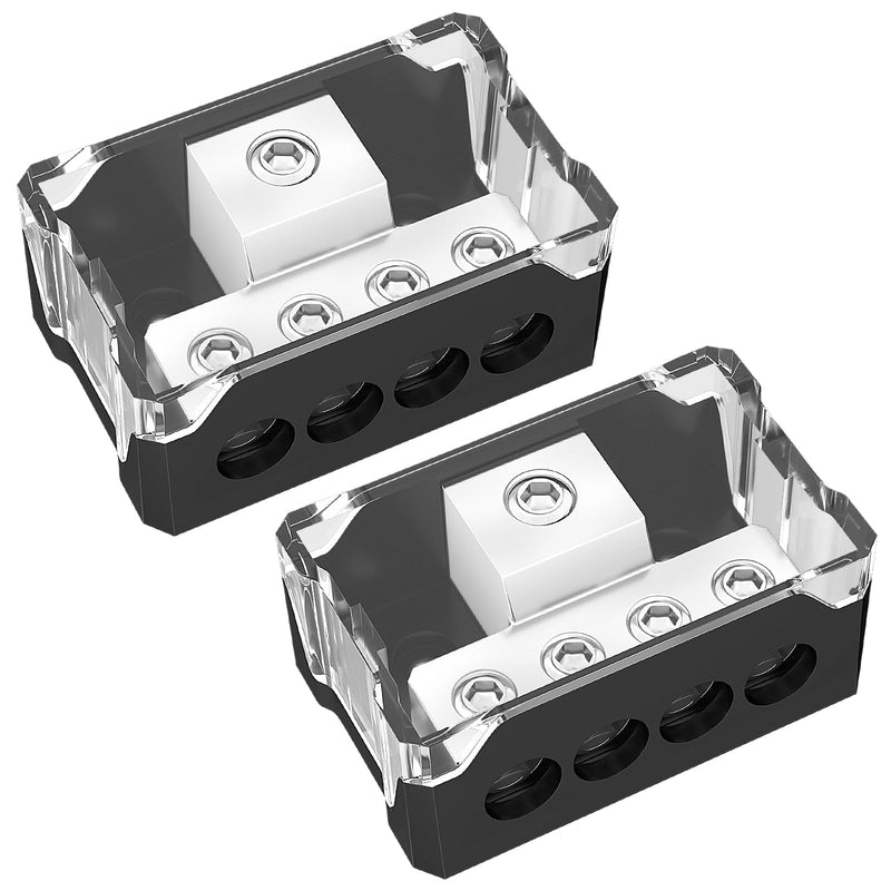 oinfworld 4 Way Power Distribution Block Car Audio 0/2/4 Gauge Input 4/8/10 Gauge Output Amp Ground Distribution Block Splitter - 2pcs 2 Pack