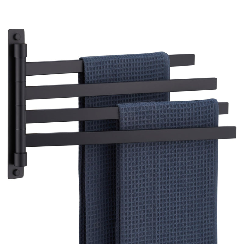 KOKOSIRI Bathroom Towel Bars Swivel Towel Rails Matte Black Swing Out Hand Towel Holder 4-Arm for Bath Kitchen Wall Stainless Steel B5007BK-A4 4-Bar