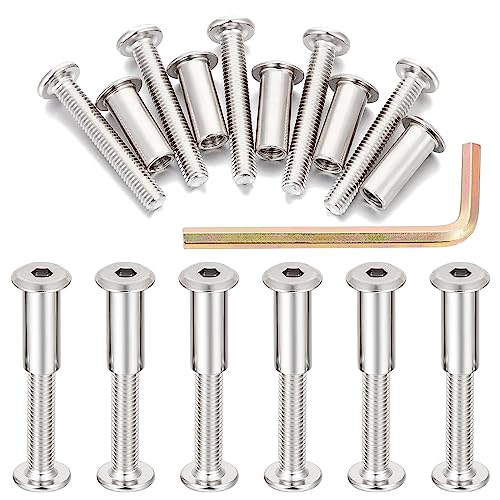 100pcs M6x40mm Silver Furniture Bolts Hex Screw for Furniture Assembly 100