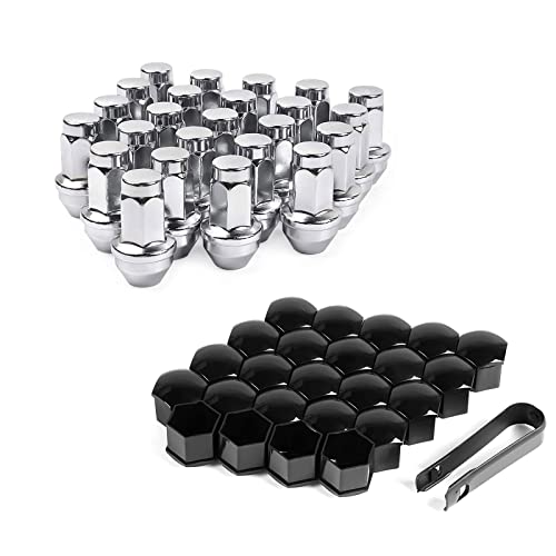 MIKKUPPA M14x2.0 Lug Nuts & 24PCS Lug Nut Covers - Replacement for 2003-2014 Ford F150 Expedition Lincoln Navigator Factory Wheels