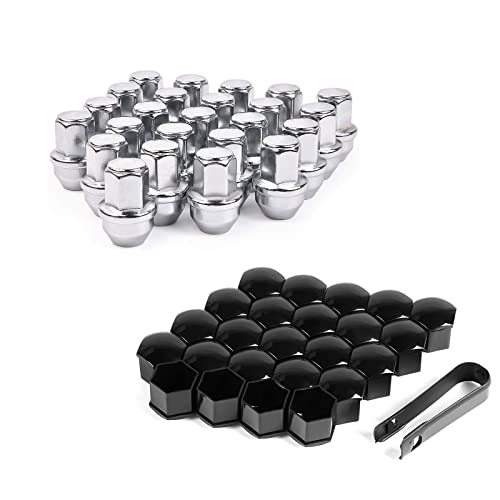 MIKKUPPA M14x1.5 Lug Nuts & 24PCS Lug Nut Covers - Replacement for 2015-2022 Ford F-150 F150 Expedition Lincoln Navigator Factory Wheels