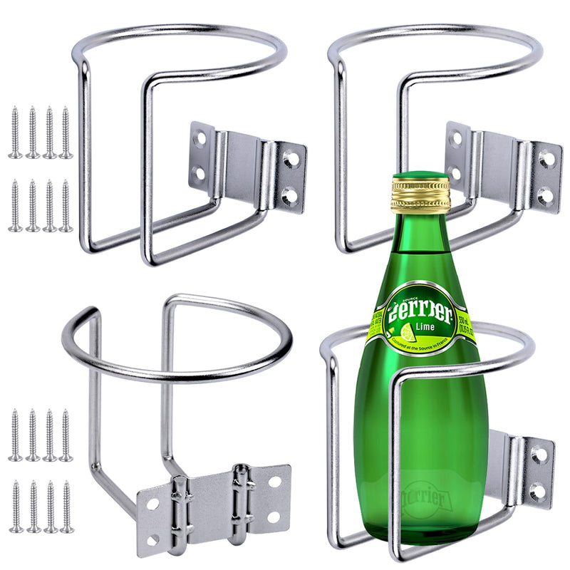 4 pcs Boat Cup Holder,Stainless Steel Universal Drink Holders,Suitable for Boat,Truck,RV,Tractor,Outdoor Wooden Swing. (Silver) Silver