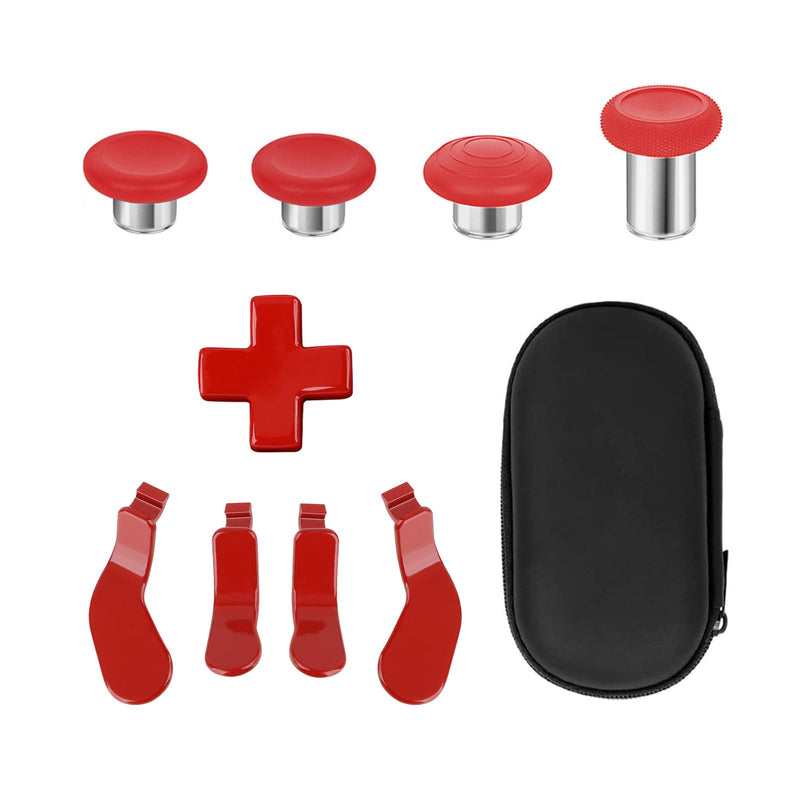 Elite Series 2 Paddles Accessories, Metal Thumbsticks Replacement Buttons for Xbox One Elite Series 2 Core, 9 in 1 Component Pack Includes 4 Joysticks, 4 Paddles and 1 Dpad(Red) red