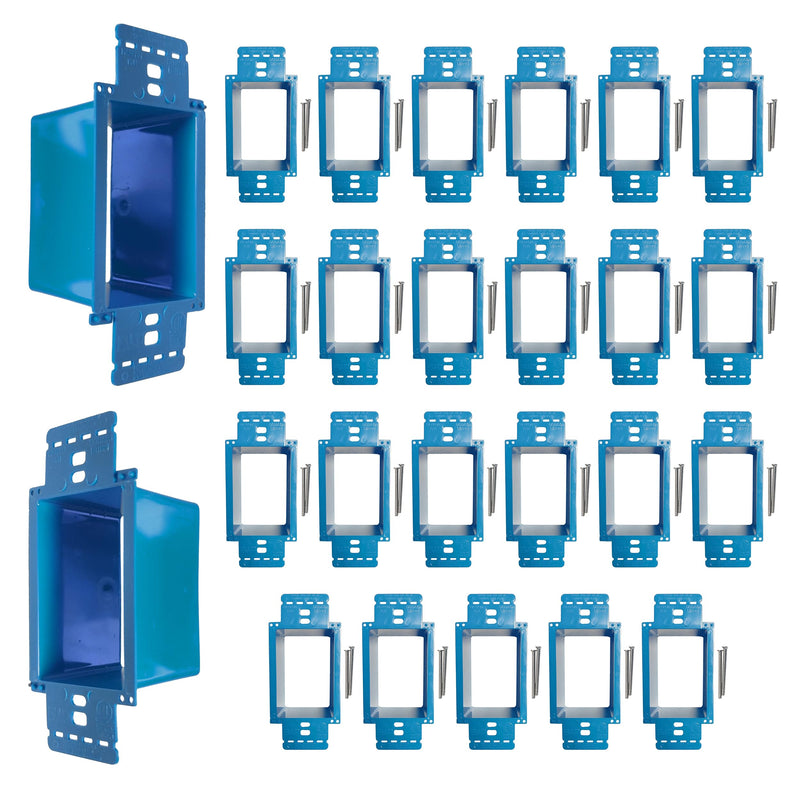 BestMounts - 25 Pack Electrical Power Outlet Box Extender Kit – Single Gang Box Extender - Single Receptacle Heavy Duty Plastic (Blue) Pack of 25 Blue