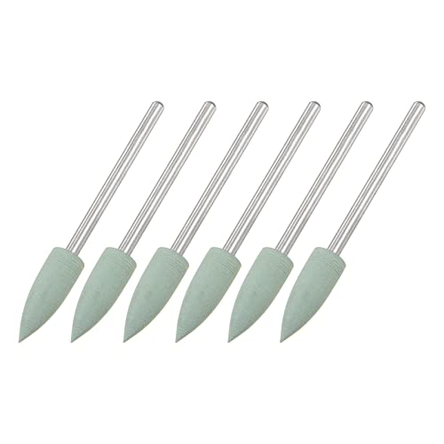 sourcing map Grinding Pins 6 mm, Grain 800 Grinding Attachment for Cordless | Pack of 6, pointed handle diameter 2.35 mm, professional polishing accessories for grinding, polishing, light green