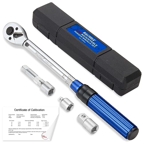 BULLTOOLS 3/8-Inch Drive Click Torque Wrench, Dual-Direction 72-Tooth Torque Wrench Set 7.4-44.3 FT.LB/10-60 Nm Dual Range Scales Torque Wrench for Bike, Motorcycle, Car Spark