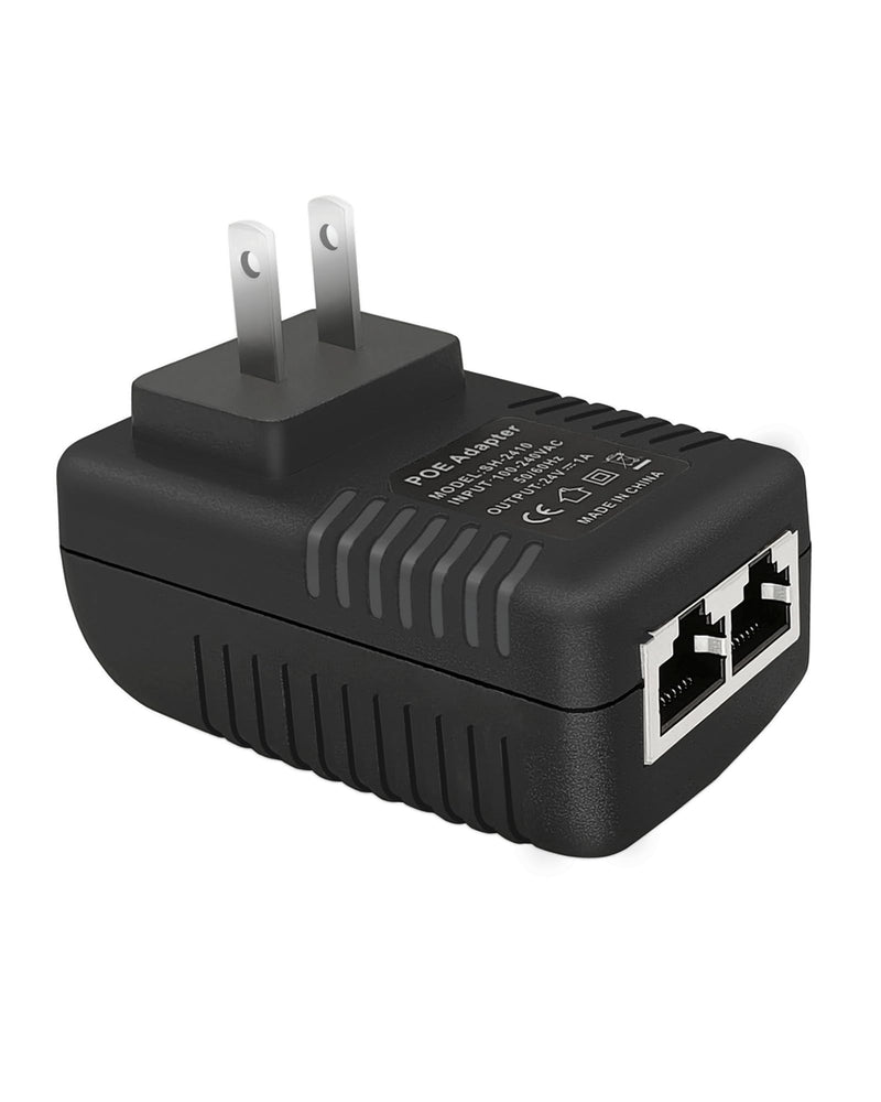 POE Injector 24V 1A 24W with Wall Plug IEEE 802.3af Compliant 10/100Mbps, 2 Ports Passive Power Up to 100 Meters (325 Feet) Over Ethernet Power Supply for IP Cameras Mobile WLAN AP