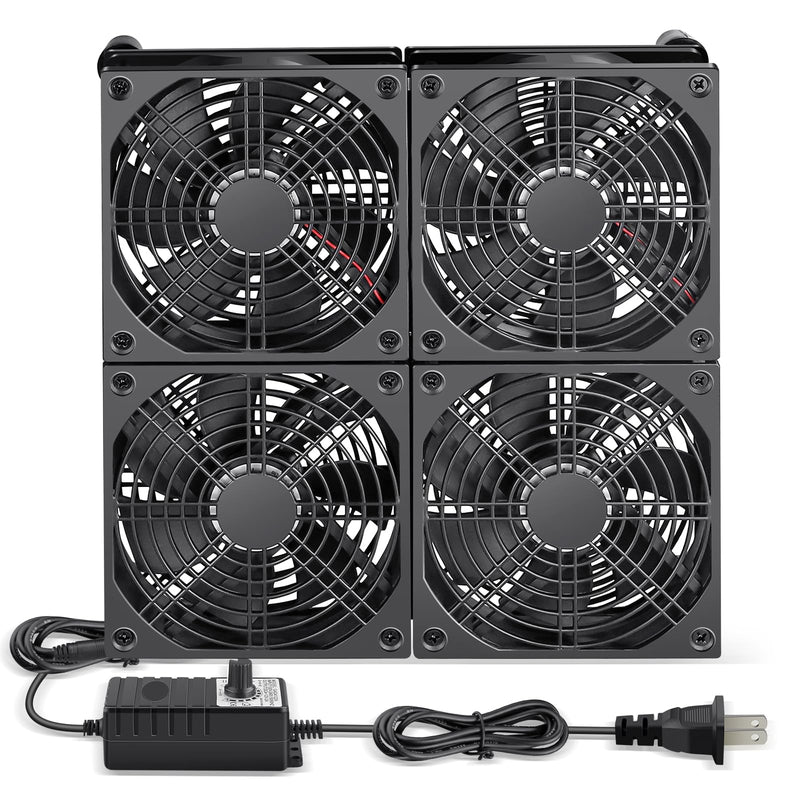 4 x 120mm Small Flat Computer Cooling Fan with Variable Speed Controller for DIY Electronics Router Media TV Box Cabinet Server Equipment Exhaust Ventilation 4 x 120mm