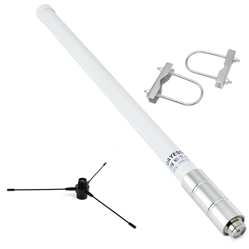 UHF Fiberglass Antenna with Ground Plane Kit, 400-470mhz GMRS Base Antenna, 17 inches SO239 Connector for Ham Radio Scanner, Device Repeater, Mobile Transceiver 17" UHF/GMRS Base Antenna-2.5dBi