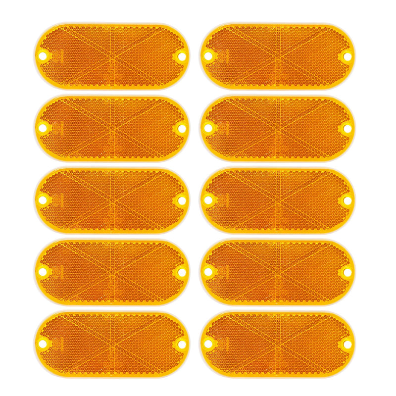 10 Pack Front Reflector Oval Reflectors Driveway Reflectors for Driveway Fence Gateposts Cars Boats Mailboxes Trailer Security Reflectors with Center Mounting Holes (Yellow) Yellow