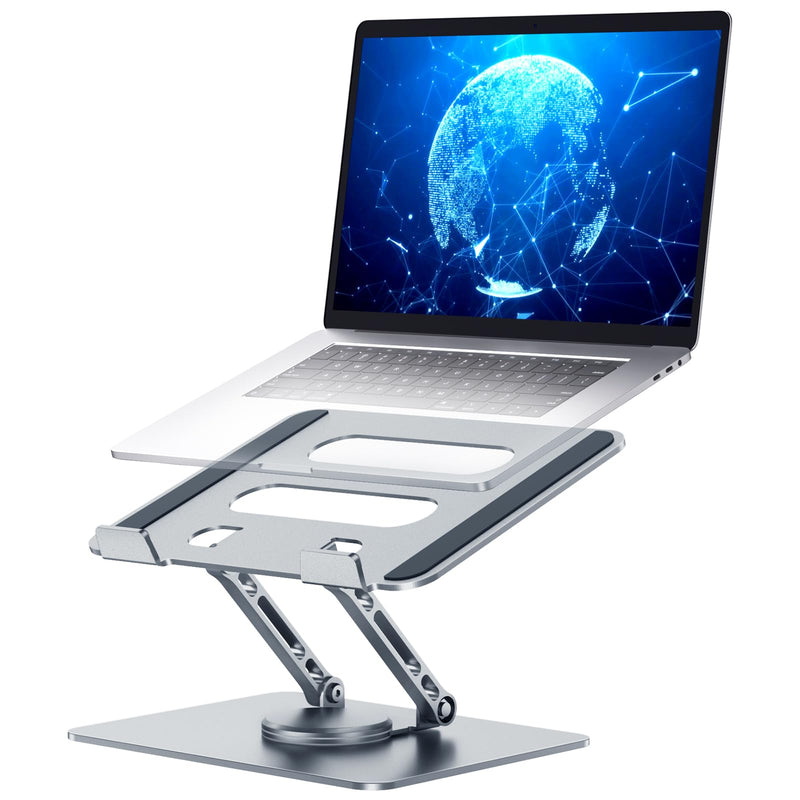 XGKDZJ Adjustable Laptop Stand, Ergonomic, Swivel, Foldable, 360 Rotation, Fits 10-15.6" Laptops, Grey