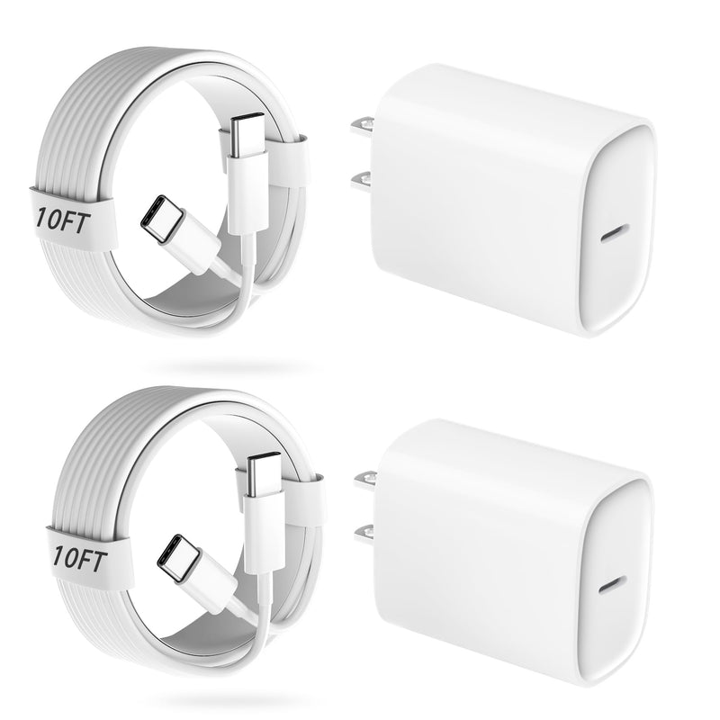 20W USB C Fast Charger for iPad Pro 12.9/11/2021/2020/2018, iPad Air 5/4th/10.9 inch, iPad 10th Generation,iPad Mini 6 Gen,iPad Charger Block Fast Charging with 10ft USB C Charging Cable Cord White