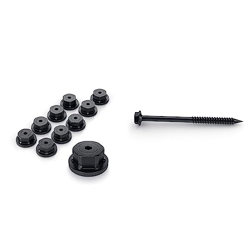 OZCO 56621 1-1/2-inch Hex Cap Nut (10 per Pack) and Ozco Building Products 56627 1/4-inch by 3-3/4-inch OWT Timber Screws (25 per Pack)