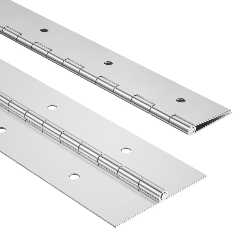 Heavy Duty Piano Hinge 20Inch x 2-1/2Inch, 2PCS 0.06" Thickness Stainless Steel Continuous & Piano Hinges for Wood Furniture Mailbox Tool Storage Boxes Cabinets Door Hinges-Silver Silver