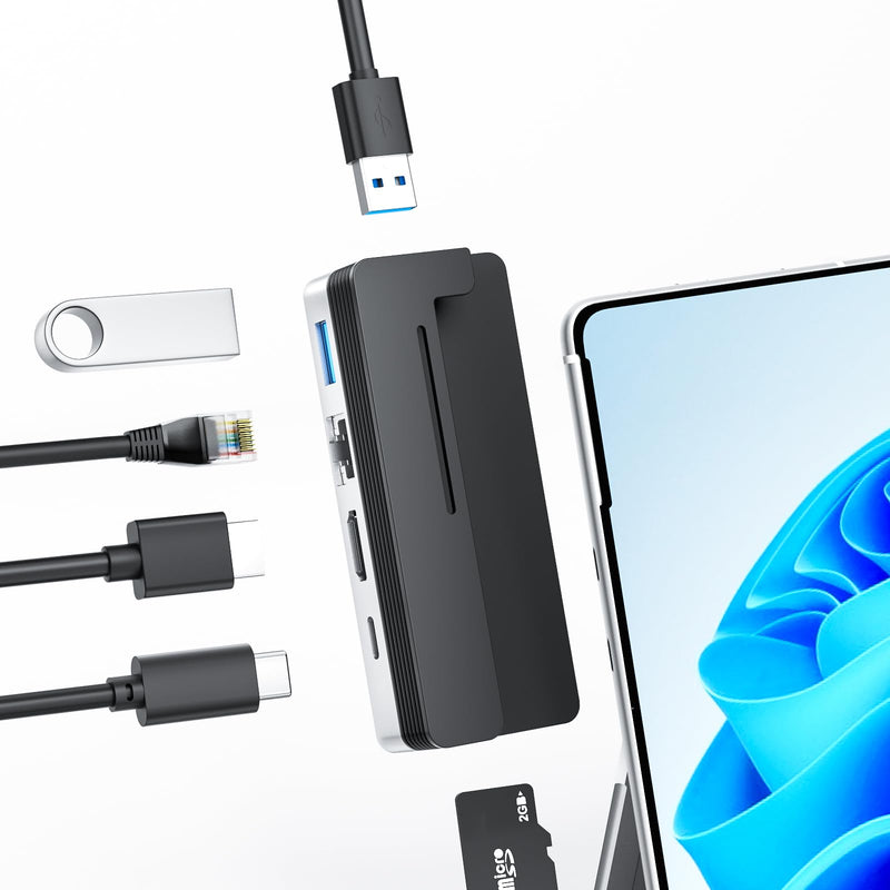 BYEASY Surface Pro 9 Docking Station, 6-in-2 USB-C Hub with 4K@60Hz HDMI, 100W PD Charging, 1000M Ethernet LAN, 2 USB 3.0 Ports, and TF Card Reader - Designed for Surface Pro 9 Hub only for surface pro 9