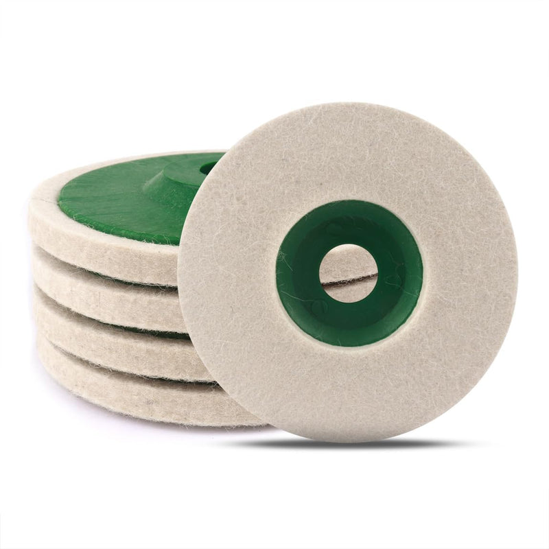 ATOPLEE Wool Polishing Disc, Pack of 5, 125 mm DIA for Angle Grinders, Wool Felt Polishing Disc for Metal, Marble, Wood (Hole: 22 mm) 125 mm diameter, 8 mm THK, 5 pieces