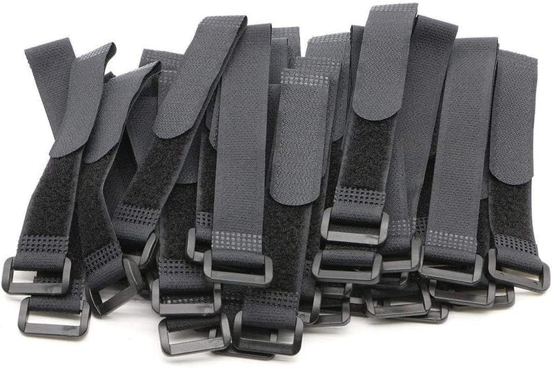 25pcs Black Reusable Fastening Cable Straps, Hook and Loop Cable Tie Down Straps 1" x 8" 25 Pack 1 x 8 Inch