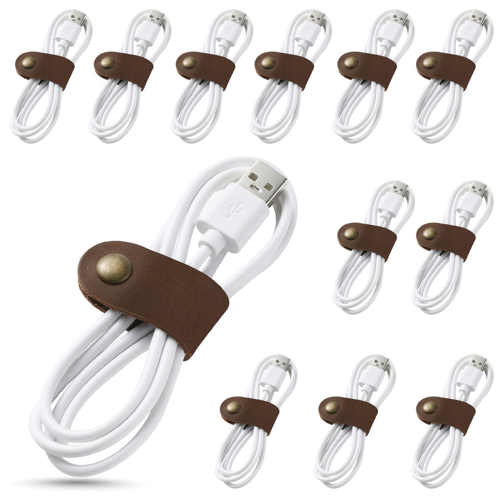 Jack&Chris Cable Organizer, Cable Keeper, Cable Organizer USB Holder, Cable Management, Cable Tie, Earbud Case, Wrap Headset, Headset Wrapper, Phone Headset Clip Tie, JC02-Brown-12 Brown-12