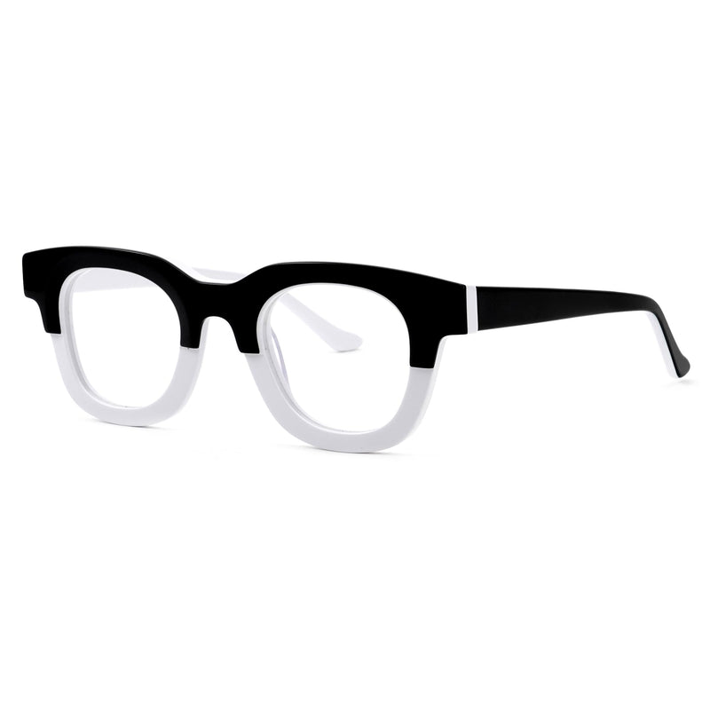 Zeelool Classic Round Eyeglasses Frame for Men with Non-prescription Clear Lens ZJGA612958 Zjga612958-04 Black-white Blue Light Blocking Lens