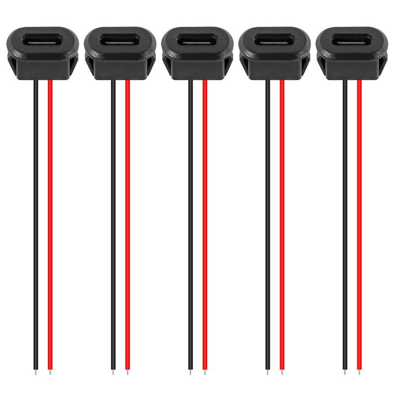 5PCS Type-C Female Chassis 2 Pin Type-C Female Socket Connector Waterproof Jack Female Charging Port with Card Buckle 3A USB-C Charger Plug Socket