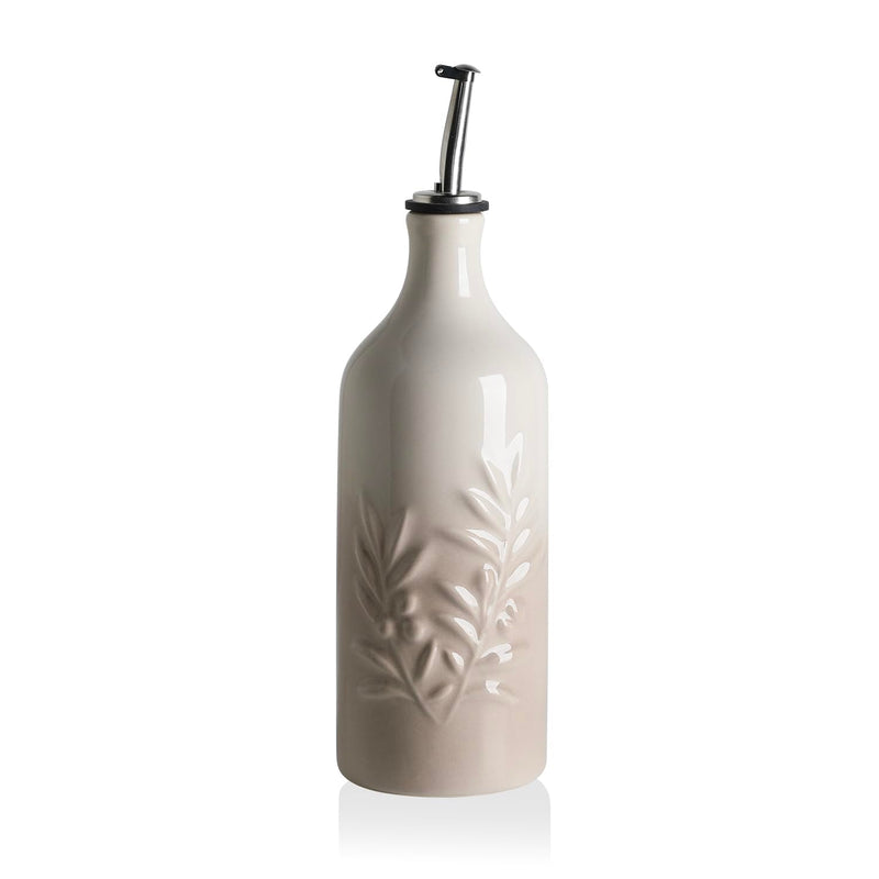 Sweejar Ceramic Olive Oil Dispenser Bottle, 20 Oz Relief Opaque Oil Cruet Protects Oil To Reduce Oxidation, Storage Vinegar, Soy Sauce, Coffee Syrup, Liquids, Set of 1 (Gradient Fog Gray) GradientFogGray 20 oz, Set of 1