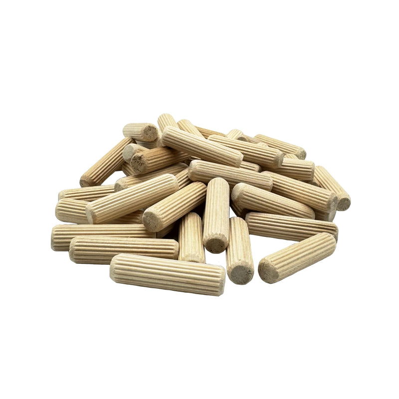 1/2" x 2" Wooden Dowel Pins, 200-Pack – Birch Hardwood, Kiln-Dried, Fluted & Beveled (1/2" x 2", 200pk) 1/2" x 2"