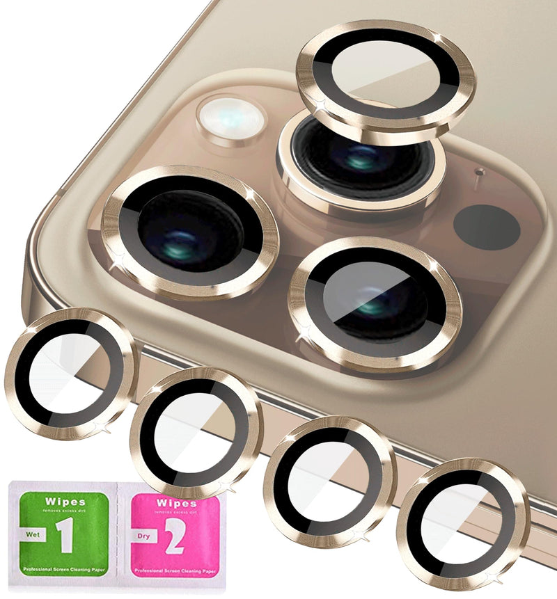 KONVOK [2 Sets Compatible with iPhone 14 & iPhone 14 Plus Camera Lens Protector, Tempered Glass Clear Camera Cover Screen Protector Metal Ring Accessories, Case Friendly (Gold) Metal,Gold for iphone 14 and 14 plus