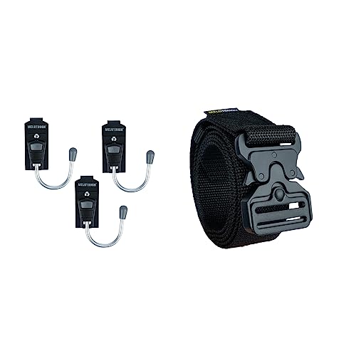 MELOTOUGH Tool Holster Cordless Drill Holster Tool Belt Hook with Metal Clip for Work Belt (Grey) + MELOTOUGH Quick Release Work Belt 1.5 Inch Web Work Tool Belt with Heavy Duty Metal Buckle