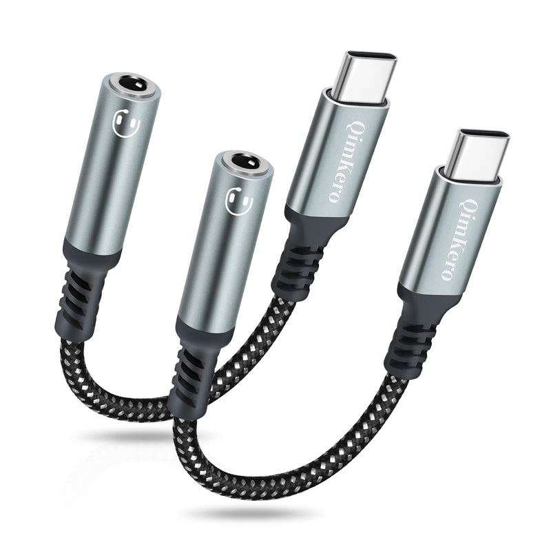 QimKero USB C Headphone Adapter Digital Audio, USB C to 3.5mm Audio Headphone Jack Adapter, Type C to 3.5mm for Samsung Galaxy S23 S23+ S22 S21 S20 Ultra Note 20 10, iPad Pro - 2 Pack