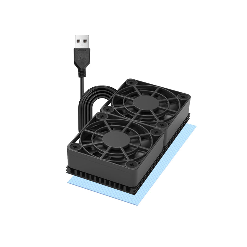 PANO-MOUNTS 80mm 2X 4010 Ultra-Thin Silent USB Radiator Fan with 5mm Aluminum Heat Sink and Thermal Pad for Graphics Cards, Router, HDD, 3D Printer 80x40x15mm