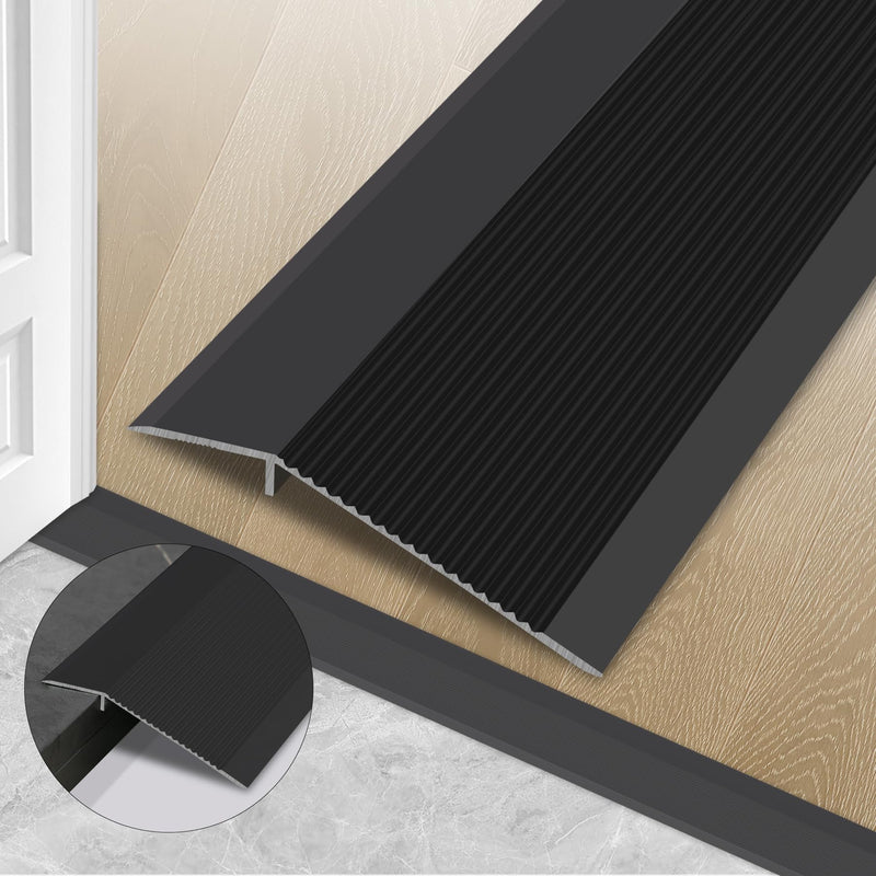 Gaahing Aluminum Floor Transition Threshold Strip, Bridge the Height Gap Between 0.3 to 1.6 inches for Doorway Ramp (35.4in x 3.9in, Matte Black) 35.4in x 3.9in, Matte Black