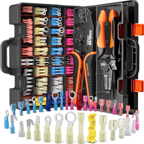 SOMELINE Crimping Tool Kit, 22-10 AWG, 36 Types Heat Shrink Wire Connectors 36 Types + 2 Tools