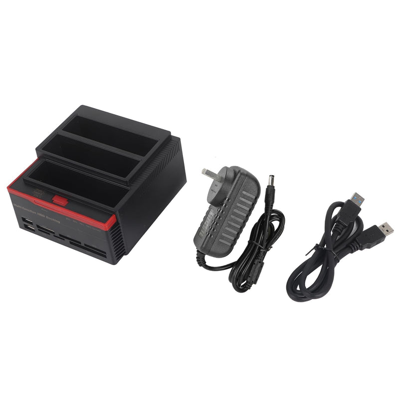 External Hard Drive Docking Station, USB 3.0 to SATA I/II/III Three Bay Docking Station for 2.5inch 3.5inch HDD SSD SATA HDD Support UASP with Hard Drive Duplicator/Cloner Function (AU 110-240V)