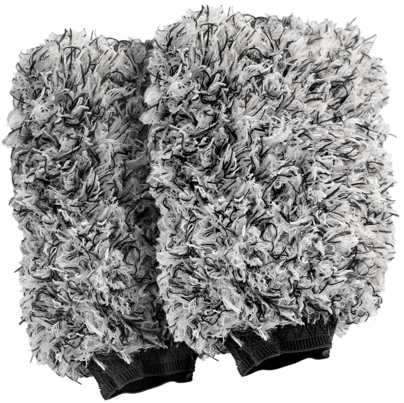 VIKING Car Wash Mitt, Premium Microfiber for Car Cleaning, Black and White, 10 inch x 8 inch, 2 Pack