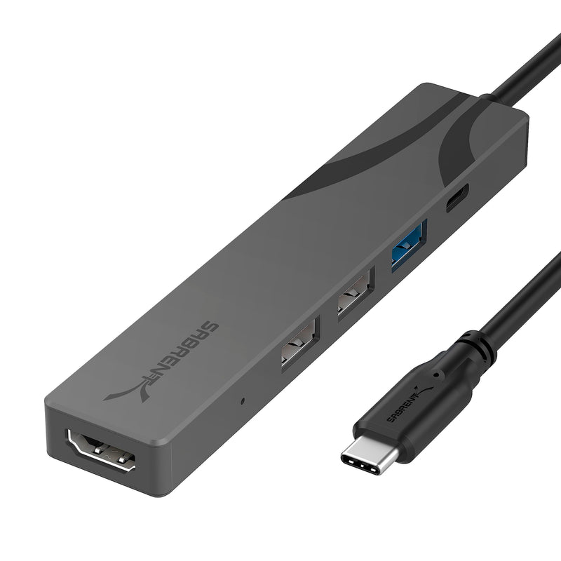 SABRENT Multi-Port USB-C Hub with Power Delivery, HDMI Out, 3 USB A Ports, 4K@60Hz, 90W PD, Aluminum [HB-SHPU] USB-C 5-Port Hub