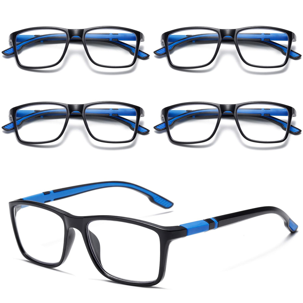 Viseng 5-Pack Reading Glasses Blue Light Blocking for Women Men Anti Glare Filter Lightweight Sports Style Eyeglasses (5-Pack Blue 3.0 5-pack:blue 3.0 Diopters